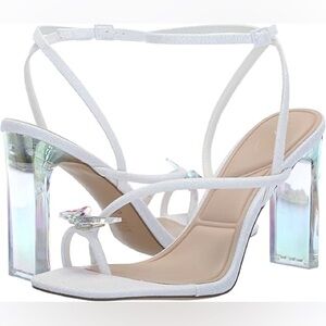 Aldo Iridescent White Strappy Heels